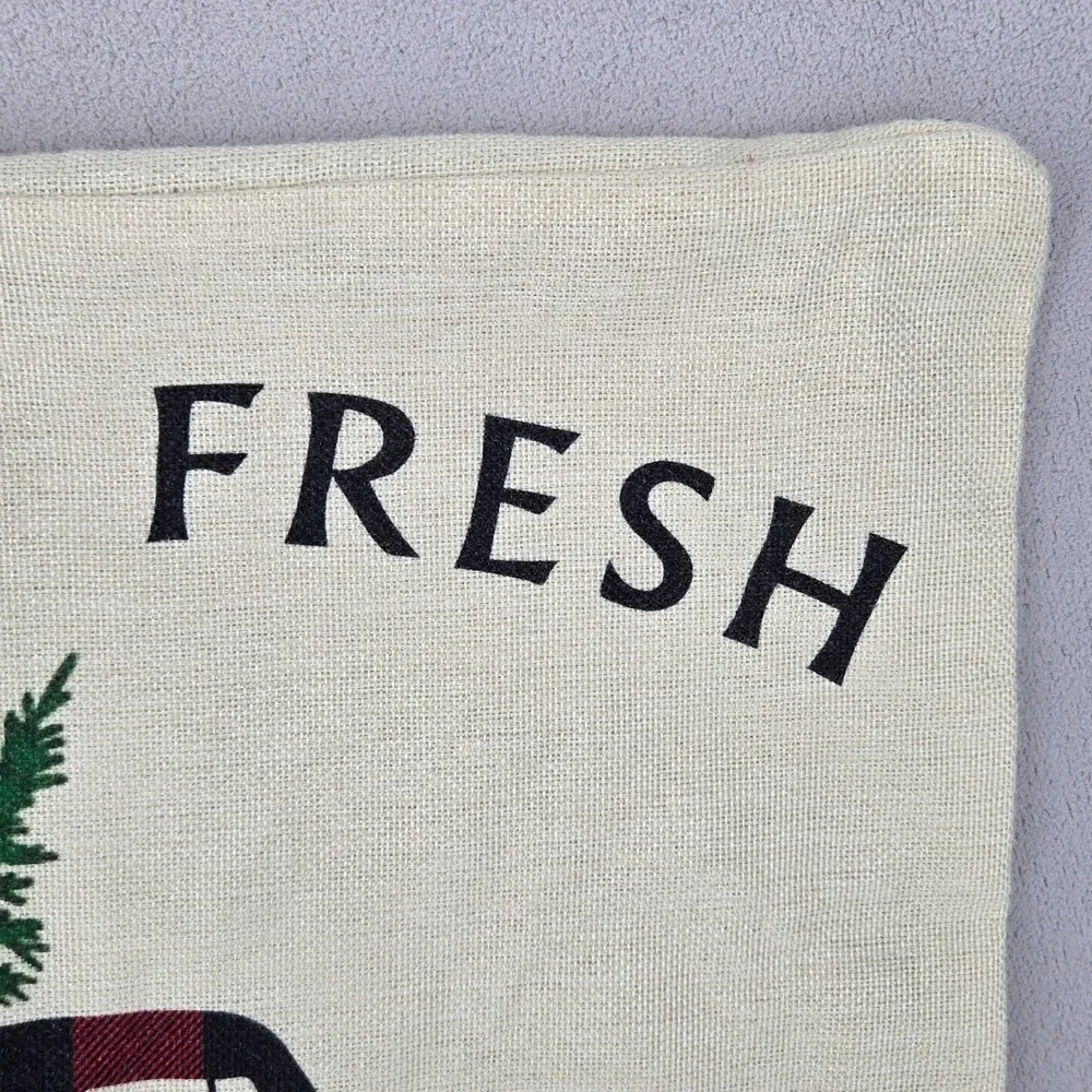 Farm Fresh Christmas Trees Buffalo Plaid Truck 17x17 Throw Pillow Cover Holida